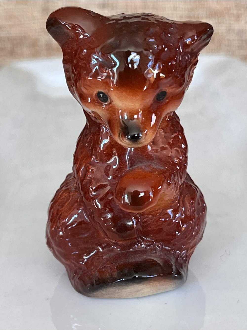 Vintage Goebel Brown Glazed Ceramic Bear Figurine - Decorative Home Art
